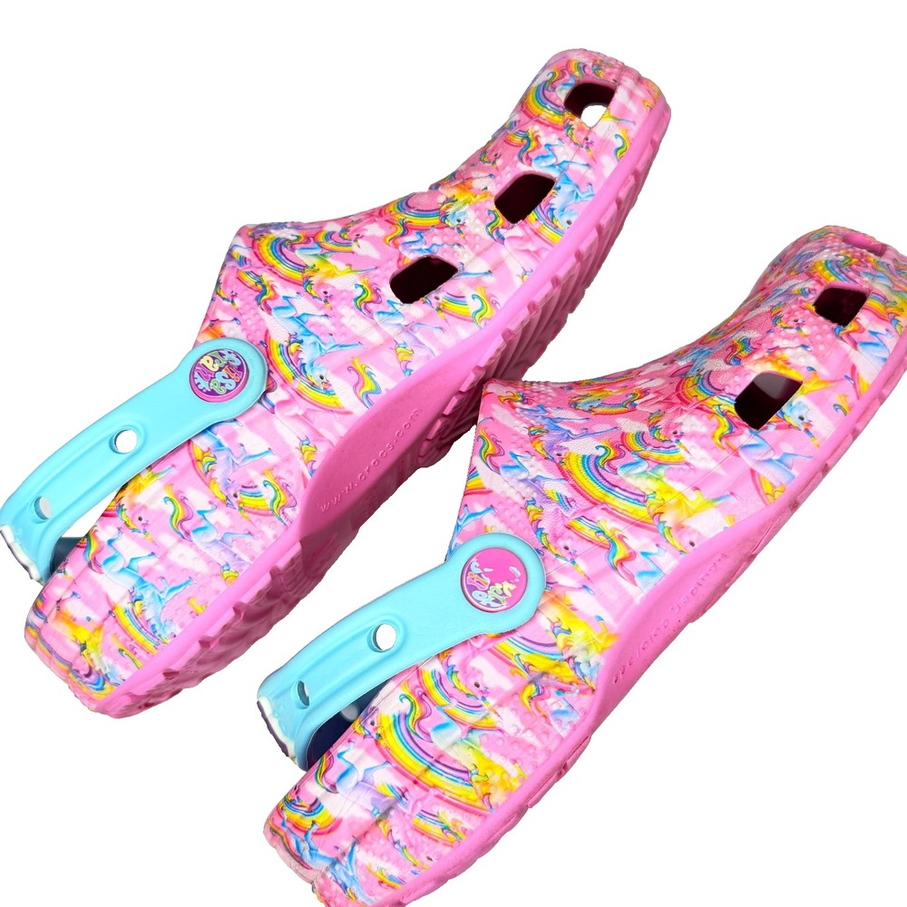 Lisa Frank x Crocs Classic Clog pink‎ unicorn rainbow girls J5
